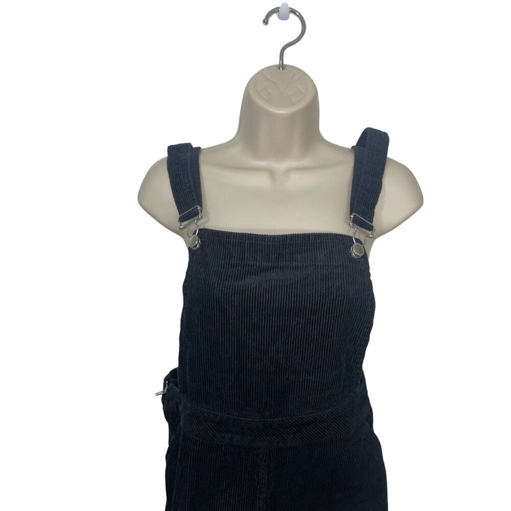 H&M DIVIDED Women's Size 6 Black Corduroy Overall Dress 100% Cotton - Picture 4 of 13